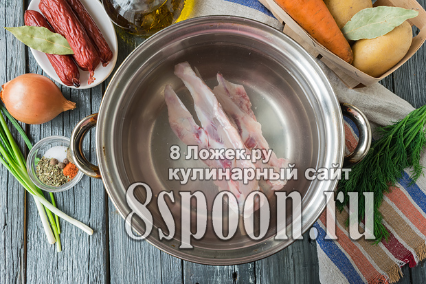 Суп с охотничьими колбасками фото_02