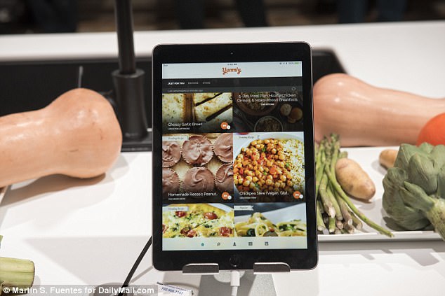 In a hands-on demonstration at CES, Yummly Head of Nutrition and Wellness Edwina Clark showed Dailymail.com how the app can scan an assortment of ingredients on the table and pinpoint exactly what each item is. Then, it recommends what you can cook
