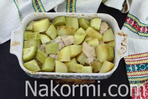Куриное филе с картошкой и кабачками в духовке