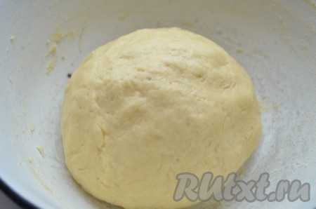 Перемешать до однородной массы и, постепенно добавляя просеянную муку и соду, замесить мягкое, эластичное тесто.