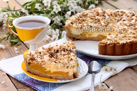 Фото рецепта Пирог с пудинговой заливкой и орехами