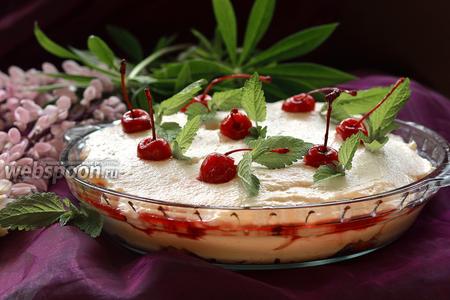 Фото рецепта Творожно-сливочный десерт с вишней и савоярди