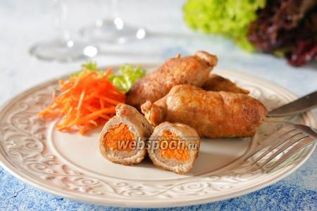 Фото рецепта Крученики из свинины с корейской морковкой