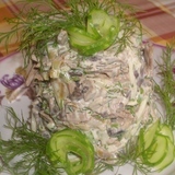 Салат из говяжей печени с грибами