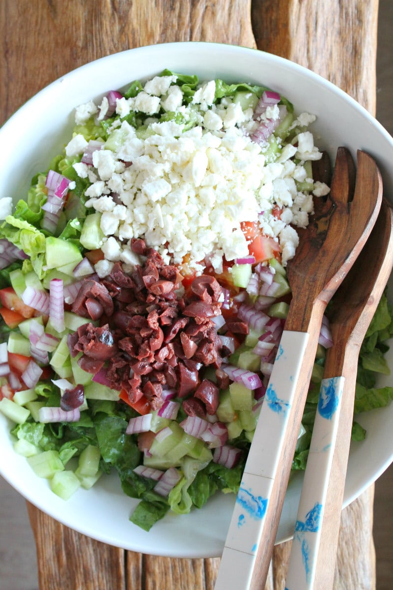 Chopped Vegetable Salad with Feta and Olives