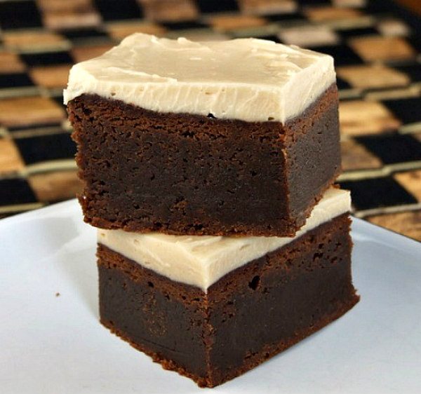 Fudgy Kahlua Brownies with Browned Butter Kahlua Icing 